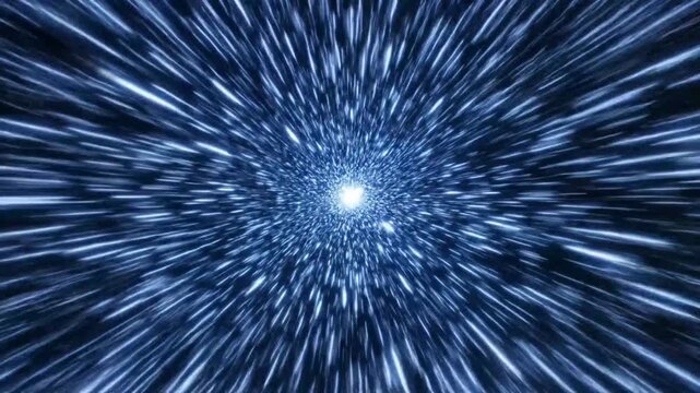 Hyperspace tunnel with blue streaks