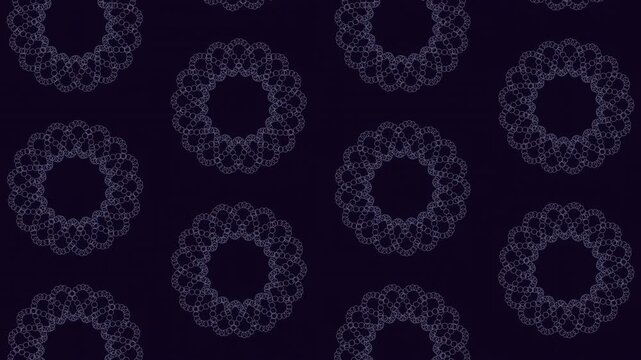Circular pattern of overlapping circles on a dark blue backdrop. The circles are arranged in a circular layout, creating a visually captivating and seamless repetitive design