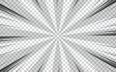 Comic book style black and white radial lines background. Superhero action, explosion background, manga speed frame, vector illustration.