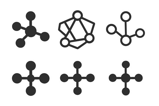 Business Networking Icons. Business Networking. Icon set. Set Logo of Business Networking: interconnected nodes. harmonious logo variations of the same