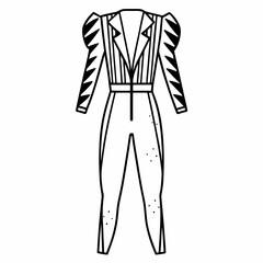 Retro puffed sleeve striped jumpsuit fashion illustration