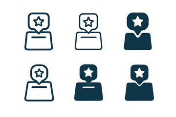 Fototapeta premium Feedback Logo Variations. The role of customer feedback in shaping marketing strategies. Icon set. Set Logo of suggestion box. harmonious logo variations of