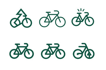Obraz premium Bicycle Logo Icons. Sustainable living tips. Icon set. Set Logo of bicycle. harmonious logo variations of the same emblematic concept (Abstract geometric,
