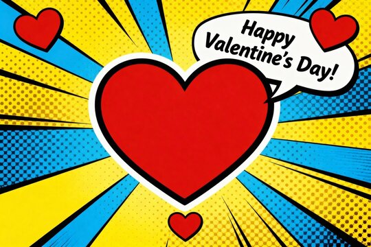 Pop Art Happy Valentine's Day Heart Greeting Card Background