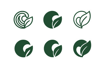 Fototapeta premium Nature-Inspired Logo Set. Nature?s Beauty as a Source of Creativity. Icon set. Set Logo of Nature?s Beauty as a Source of Creativity: wave merging into leaf.