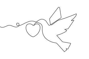 Love shape continuous one line art in clean minimalist outline vector illustration valentine’s day
