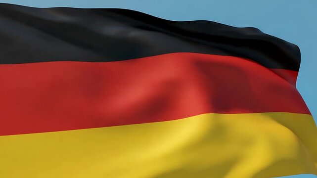 A visually appealing video showcases a dynamic 3D animation of the German flag waving gracefully