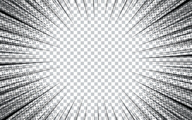 Background illustration of Comic Radial Speed Lines, monochrome vector graphic effects.