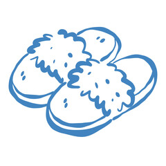 Fluffy slippers line art doodle cozy winter home accessory illustration for charming christmas clipart sets