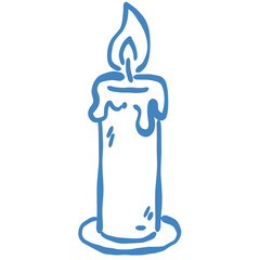 A hand drawn winter candle illustration featuring soft melting wax and a gentle flame perfect for cozy holiday designs seasonal stationery festive clipart and warm themed projects