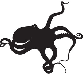 Black octopus sea creature logo illustration