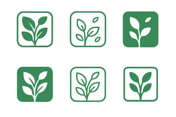 Obraz premium Green Building Icons. Green Building Practices. Icon set. Set Logo of Green Building Practices: Living Wall. harmonious logo variations of the same emblematic