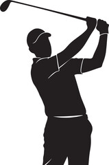 Silhouette of male golfer swing illustration