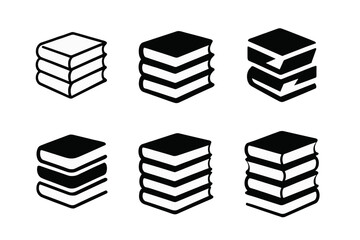 Novel Logo Variations. Pile of novels. Icon set. Set Logo of pile of novels: Stack of books. harmonious logo variations of the same emblematic concept, each