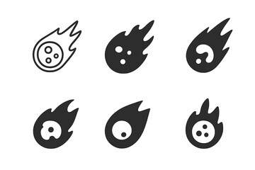Obraz premium Meteorite Logo Collection. Meteorite. Icon set. Set Logo of Meteorite: Burning meteor. harmonious logo variations of the same emblematic concept (Minimal