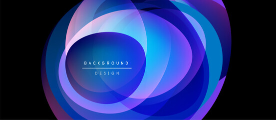 Abstract layers create vibrant blue, purple gradient. Modern design element suitable for backgrounds, presentations. Smooth transitions, dynamic composition.