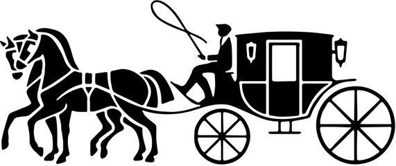 horse drawn carriage art illlustration 