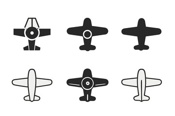 Fototapeta premium Historic Transport Icons. Historical transportation methods (ships, planes, automobiles). Icon set. Set Logo of historical transport: propeller airplane.
