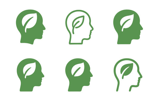 Eco-Friendly Icon Set. Eco-friendly mindset. Icon set. Set Logo of eco-friendly mindset: sustainable thought bubble. harmonious logo variations of the same