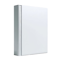 A pristine white rectangular object stands against a void background. The object is three-dimensional and appears glossy