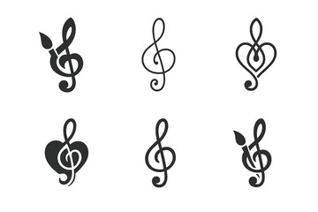 Fototapeta premium Artistic Love Emblems. Love and affection through artistic expressions (painting, music). Icon set. Set Logo of love and affection through artistic