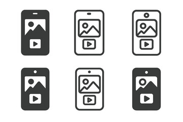 Brand Icon Variations. Brand photography and content creation services. Icon set. Set Logo of brand photography and content creation services: smartphone with