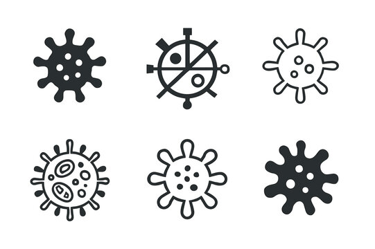 Microorganism Logo Set. microorganism. Icon set. Set Logo of microorganism: microbial pattern. harmonious logo variations of the same emblematic concept, each