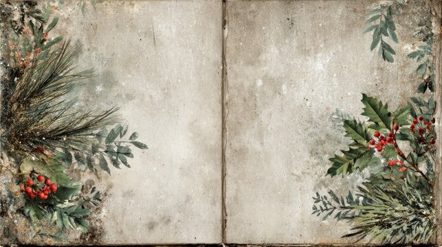 print able scrapebook page, Christmas theme old paper grungy style