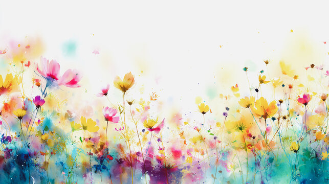 Elegant wedding invitation card background . Minimal hand painted watercolor Cosmos flowers texture template background. Design for wedding, vip cover, poster, rsvp moderncard.Valentine's Day