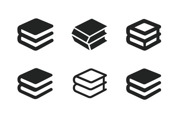Bookstack Logo Variations. bookstack. Icon set. Set Logo of bookstack: pile of closed books. harmonious logo variations of the same emblematic concept, each