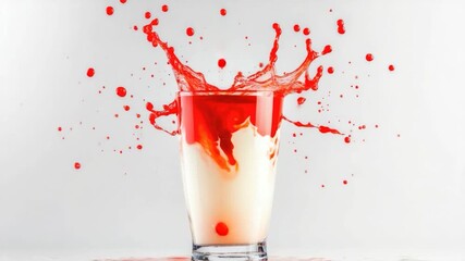 Video A close-up shot of a red liquid splashing out of a glass, useful for representing chemical reactions or scientific experiments - Powered by Adobe