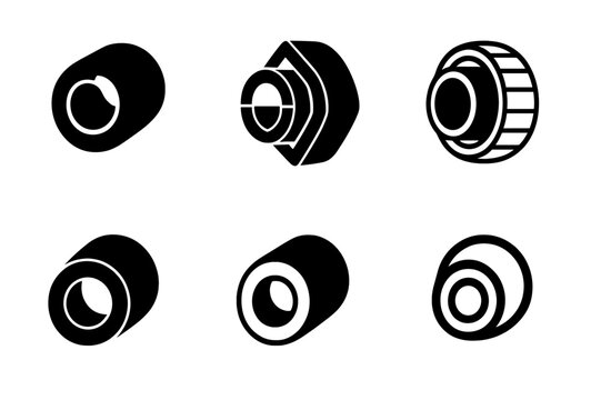 Pipe Insulation Icons. Pipe Insulation Materials. Icon set. Set Logo of construction technology: sectional pipe insulation system. harmonious logo variations