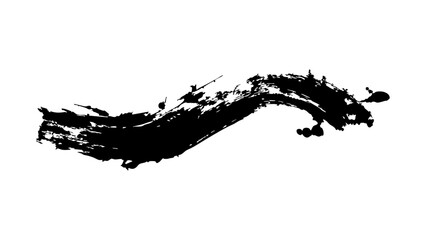 Fototapeta premium Abstract black paint brush stroke texture isolated on a clean white background Vector, illustration