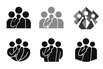Karaoke Logo Variations. Karaoke events and competitions. Icon set. Set Logo of karaoke: group singing silhouette. harmonious logo variations of the same