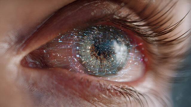 Cybernetic Eye: Futuristic Vision of Human-Machine Interface, Close-Up - Powered by Adobe