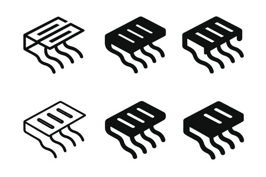 Home Office Icon Set. Remote work setups and home office environments. Icon set. Set Logo of Remote work setups and home office environments: cable management