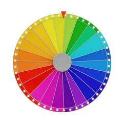 Obraz premium Colorful wheel of fortune with lights transparent background cutout png