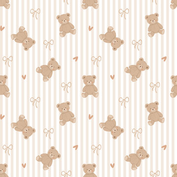 cute teddy bear seamless pattern for kids and babies
