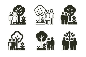 Family Garden Logos. Revisiting places of significance to the family. Icon set. Set Logo of revisiting places of significance to the family: family garden.