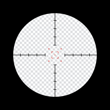 Sniper scope crosshairs view. sniper sight with measurement marks. sniper scope template isolated on transparent background. rifle optical sight