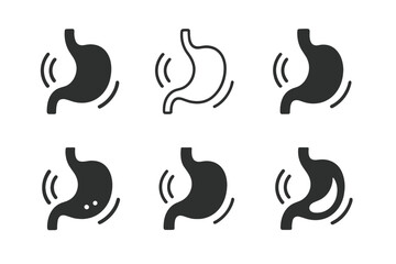 Fototapeta premium Stomach Growl Logos. Need for food. Icon set. Set Logo of Need for food: growling stomach symbol. harmonious logo variations of the same emblematic concept,
