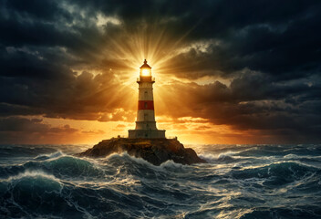 Signal beacon.  lighthouse. Generative AI