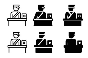 Border Checkpoint Icons. Global Migration & Refugee Issues. Icon set. Set Logo of border checkpoint. harmonious logo variations of the same emblematic concept
