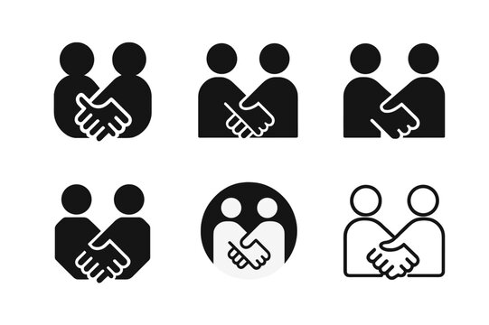 Friendship Trust Icons. Trust and honesty in communication between friends. Icon set. Set Logo of trust and honesty in communication between friends: linked