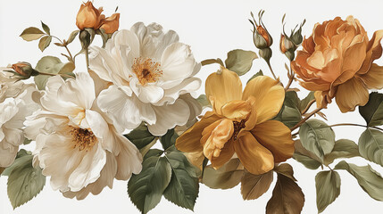 watercolor botanical rose flowers texture template background.Elegant wedding invitation card background . Minimal hand painted Design for wedding or Valentine's Day