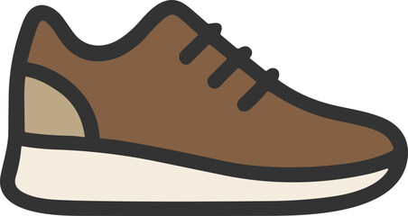 Flat icon of brown sport sneaker shoe
