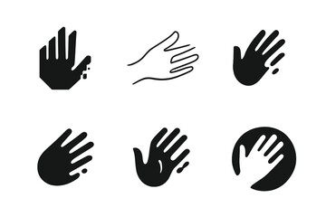 Obraz premium Fading Handprint Logos. Reaching for someone not there. Icon set. Set Logo of fading handprint. harmonious logo variations of the same emblematic concept