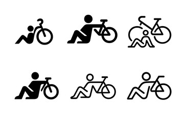 Naklejka premium Bicycle Logo Variations. Bicycles & Outdoor Activities. Icon set. Set Logo of outdoor lifestyle: person resting beside bicycle. harmonious logo variations of