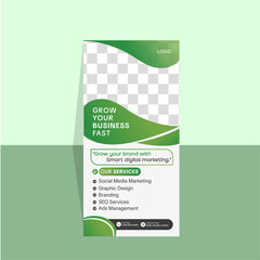 Smart Digital Marketing Agency DL Flyer Design | Vertical Business Promotion DL Flyer for SEO and Branding Services | Digital Marketing DL Flyer Template with Green Curved Layout