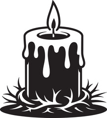 Candle with Thorns Vector Silhouette Symbolizes Spirituality and Hope in Darkness